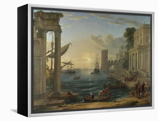 Seaport with the Embarkation of the Queen of Sheba, 1648-Claude Lorraine-Framed Premier Image Canvas