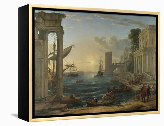 Seaport with the Embarkation of the Queen of Sheba, 1648-Claude Lorraine-Framed Premier Image Canvas