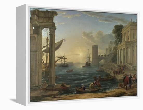 Seaport with the Embarkation of the Queen of Sheba, 1648-Claude Lorraine-Framed Premier Image Canvas