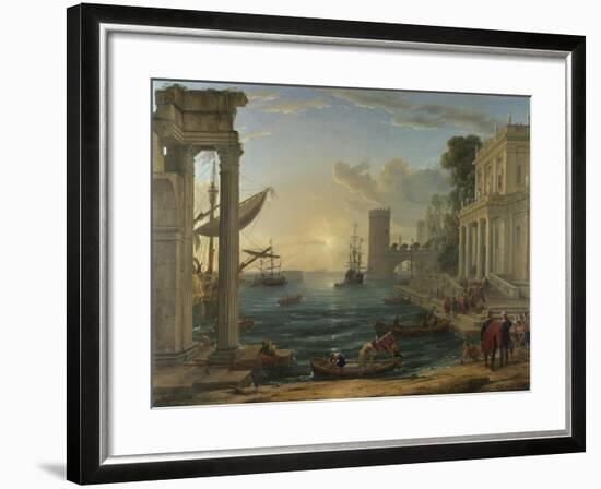 Seaport with the Embarkation of the Queen of Sheba, 1648-Claude Lorraine-Framed Giclee Print