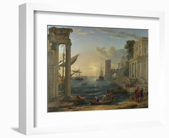 Seaport with the Embarkation of the Queen of Sheba, 1648-Claude Lorraine-Framed Giclee Print