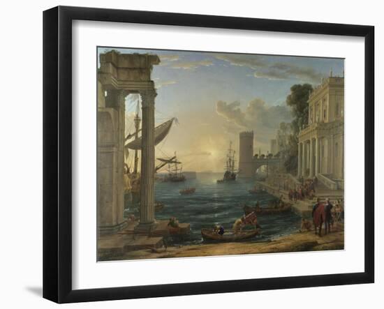 Seaport with the Embarkation of the Queen of Sheba, 1648-Claude Lorraine-Framed Giclee Print