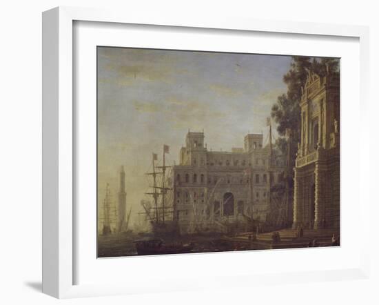 Seaport with Villa Medici-Claude Lorraine-Framed Giclee Print