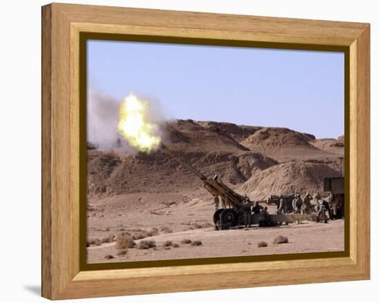 Searing Flame and Smoke Emerge from the Muzzle of an M198 Howitzer-Stocktrek Images-Framed Premier Image Canvas