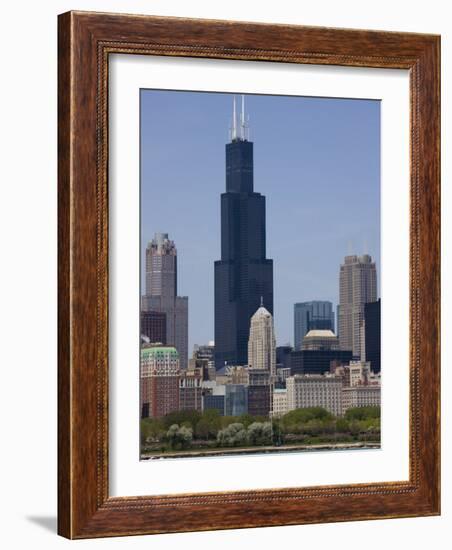 Sears Tower and Skyline, Chicago, Illinois, United States of America, North America-Amanda Hall-Framed Photographic Print