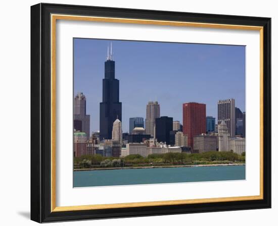 Sears Tower and Skyline, Chicago, Illinois, United States of America, North America-Amanda Hall-Framed Photographic Print