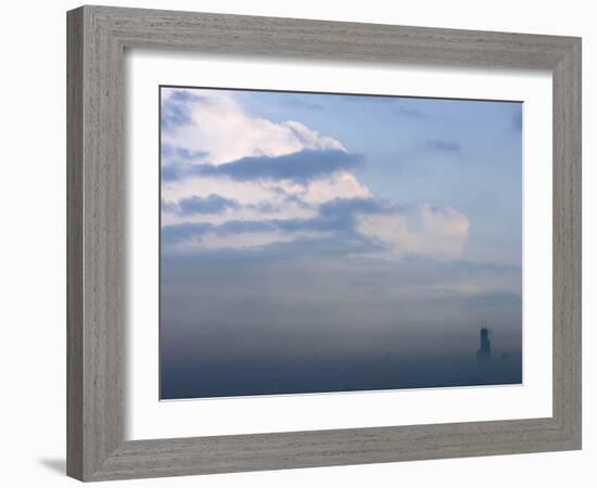 Sears Tower Rises Above the Early Morning Fog in Chicago-null-Framed Photographic Print