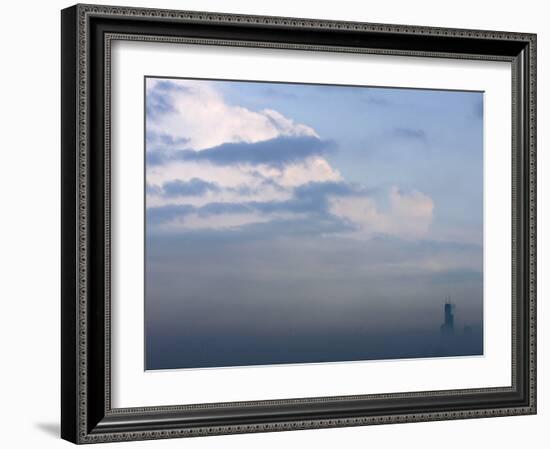 Sears Tower Rises Above the Early Morning Fog in Chicago-null-Framed Photographic Print