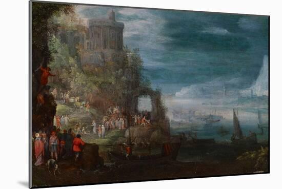 Seascape and the Casting out of Demons, C.1600 (Oil on Copper)-Jan the Elder Brueghel-Mounted Giclee Print