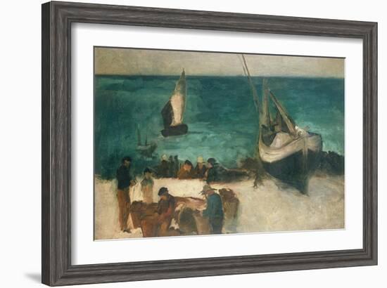 Seascape at Berck, Fishing Boats and Fishermen, 1872-1873-Edouard Manet-Framed Giclee Print