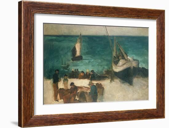 Seascape at Berck, Fishing Boats and Fishermen, 1872-1873-Edouard Manet-Framed Giclee Print