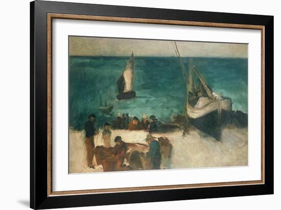 Seascape at Berck, Fishing Boats and Fishermen, 1872-1873-Edouard Manet-Framed Giclee Print