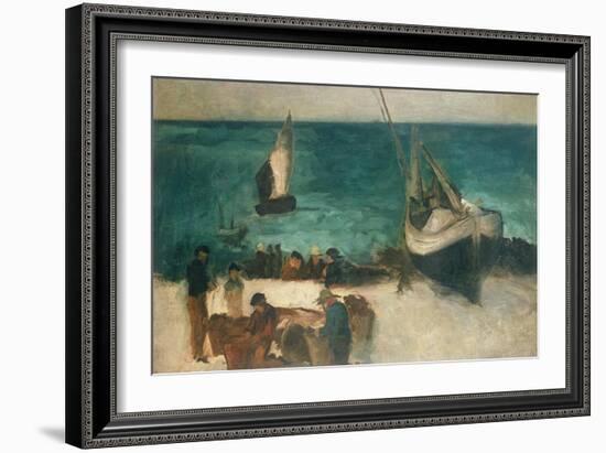 Seascape at Berck, Fishing Boats and Fishermen, 1872-1873-Edouard Manet-Framed Giclee Print