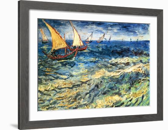 Seascape at Saintes-Maries, c.1888-Vincent van Gogh-Framed Art Print