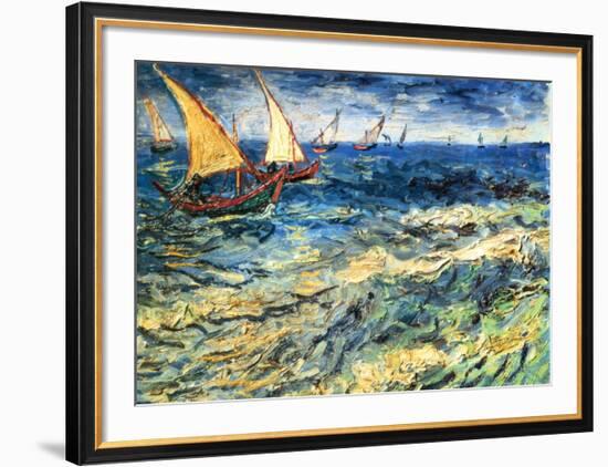 Seascape at Saintes-Maries, c.1888-Vincent van Gogh-Framed Art Print