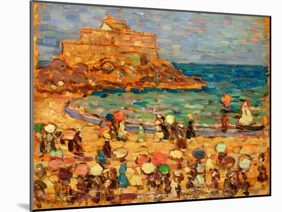 Seascape at St. Malo (Oil on Panel)-Maurice Brazil Prendergast-Mounted Giclee Print