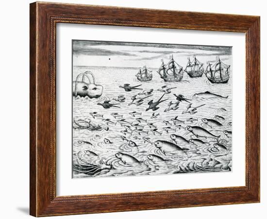 Seascape from 'India Orientalis', 1598-Theodore de Bry-Framed Giclee Print