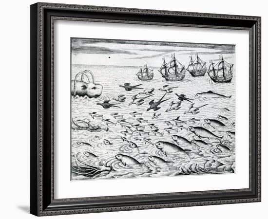 Seascape from 'India Orientalis', 1598-Theodore de Bry-Framed Giclee Print