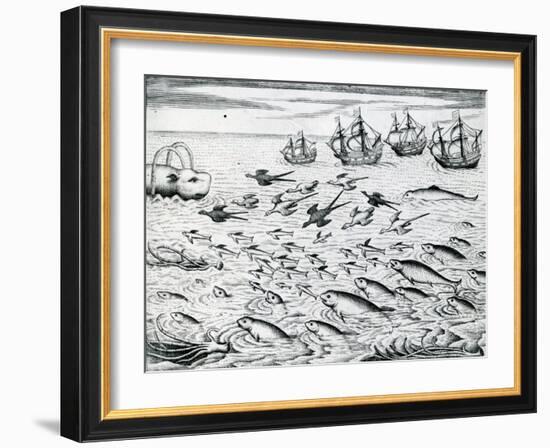 Seascape from 'India Orientalis', 1598-Theodore de Bry-Framed Giclee Print