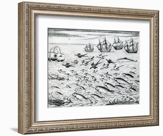 Seascape from 'India Orientalis', 1598-Theodore de Bry-Framed Giclee Print