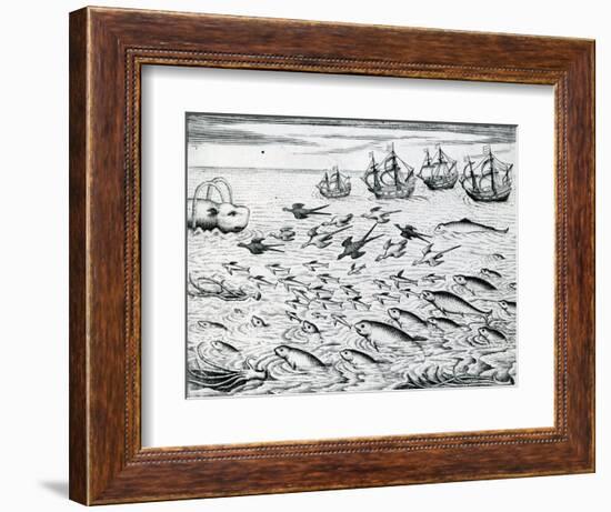 Seascape from 'India Orientalis', 1598-Theodore de Bry-Framed Giclee Print