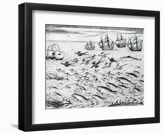 Seascape from 'India Orientalis', 1598-Theodore de Bry-Framed Giclee Print