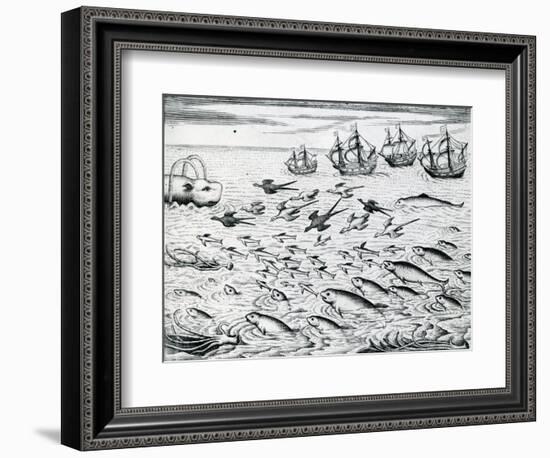 Seascape from 'India Orientalis', 1598-Theodore de Bry-Framed Giclee Print