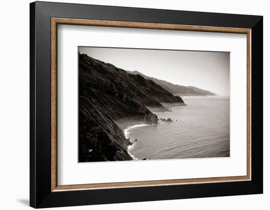 Seascape in Big Sur in California in Black and White.-Songquan Deng-Framed Photographic Print