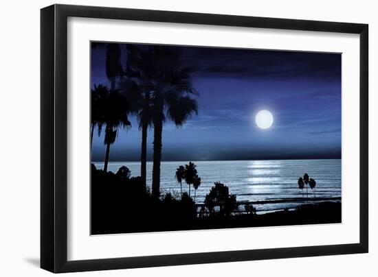 Seascape Night Moon-Alex Hanson-Framed Art Print