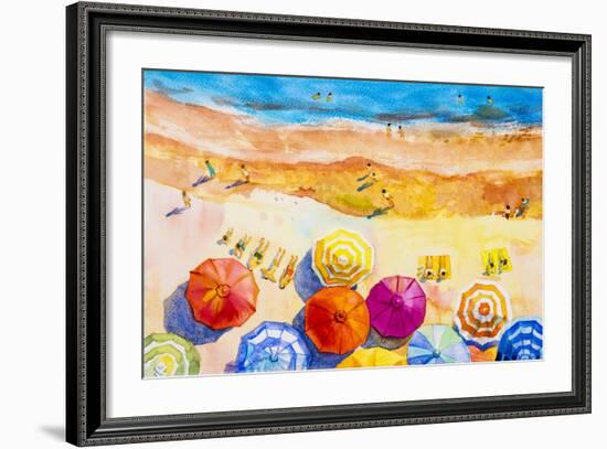 Seascape Top View Colorful of Lovers-Painterstock-Framed Art Print