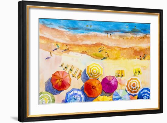 Seascape Top View Colorful of Lovers-Painterstock-Framed Art Print