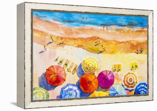 Seascape Top View Colorful of Lovers-Painterstock-Framed Stretched Canvas