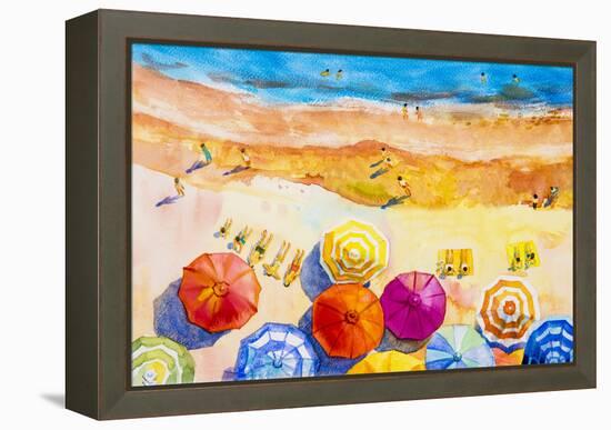 Seascape Top View Colorful of Lovers-Painterstock-Framed Stretched Canvas