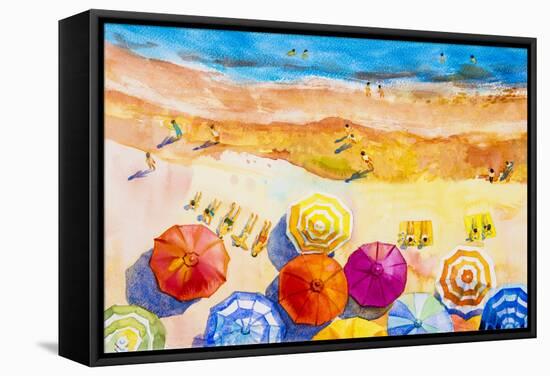 Seascape Top View Colorful of Lovers-Painterstock-Framed Stretched Canvas