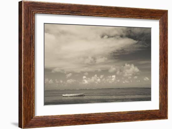 Seascape with a Small Boat, Playa Luquillo Beach, Luquillo, Puerto Rico-null-Framed Photographic Print