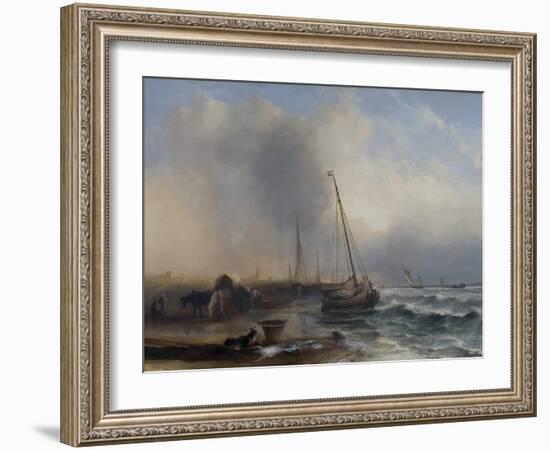 Seascape with Boats and Figures-Jock Wilson-Framed Giclee Print