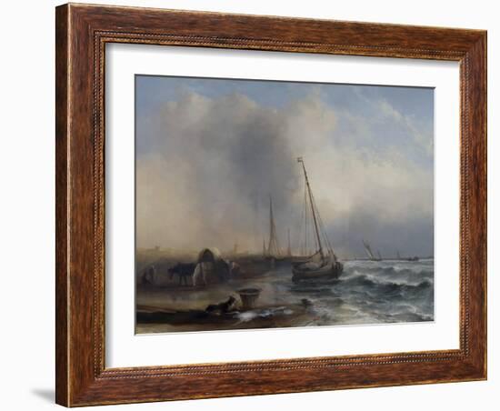 Seascape with Boats and Figures-Jock Wilson-Framed Giclee Print