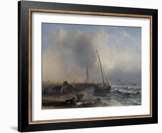 Seascape with Boats and Figures-Jock Wilson-Framed Giclee Print