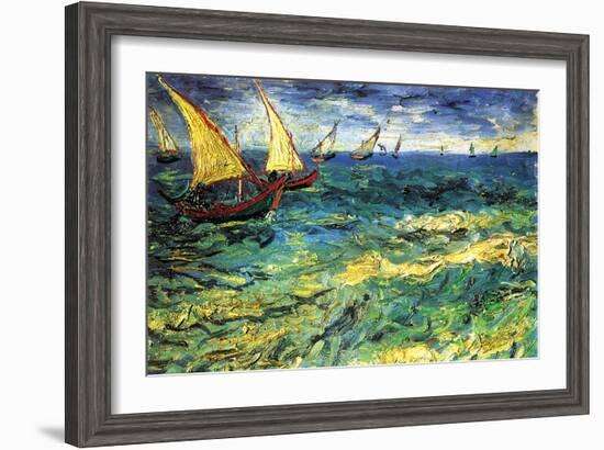 Seascape with Sailboats-Vincent van Gogh-Framed Art Print