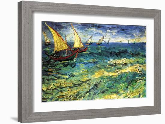 Seascape with Sailboats-Vincent van Gogh-Framed Art Print