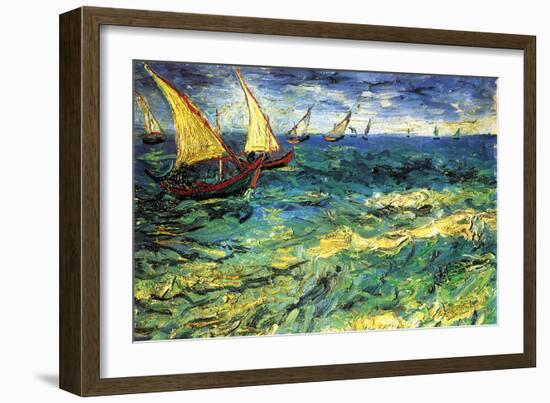 Seascape with Sailboats-Vincent van Gogh-Framed Art Print