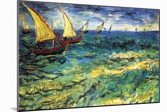 Seascape with Sailboats-Vincent van Gogh-Mounted Art Print