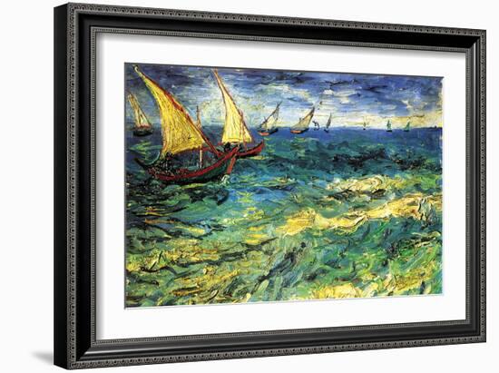 Seascape with Sailboats-Vincent van Gogh-Framed Art Print