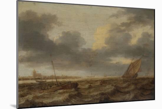 Seascape with Several Small Fishing Boats in Troubled Water-Jan Porcellis-Mounted Art Print