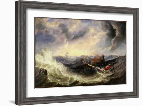 Seascape with Wreckage-John Wilson Carmichael-Framed Giclee Print