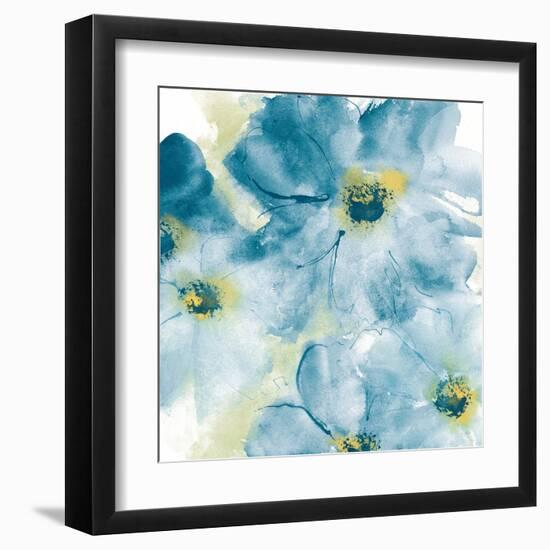 Seashell Cosmos I Blue and Yellow-Chris Paschke-Framed Art Print