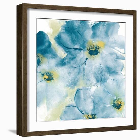 Seashell Cosmos I Blue and Yellow-Chris Paschke-Framed Art Print