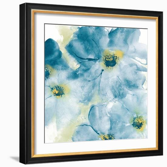 Seashell Cosmos I Blue and Yellow-Chris Paschke-Framed Art Print