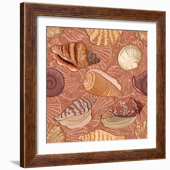 Seashell Pattern-alexcoolok-Framed Art Print