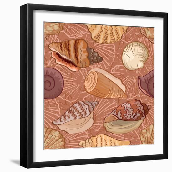 Seashell Pattern-alexcoolok-Framed Art Print